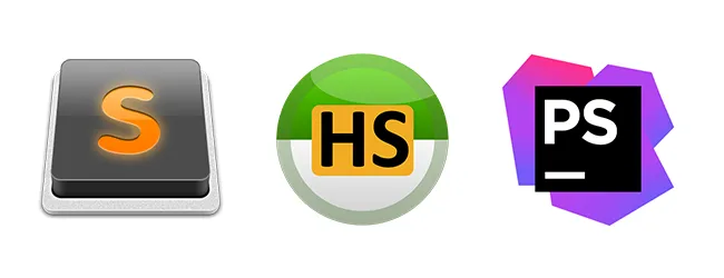 Sublime, Heidi SQL, PHPStorm